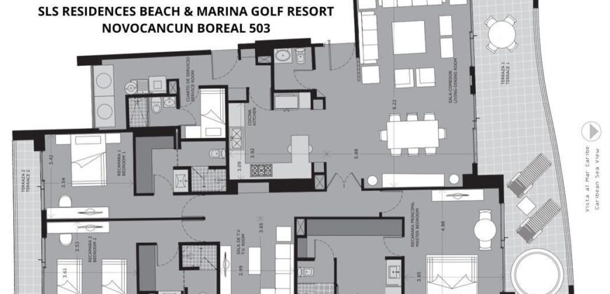 Residencia frente al mar en venta en SLS Puerto Cancún