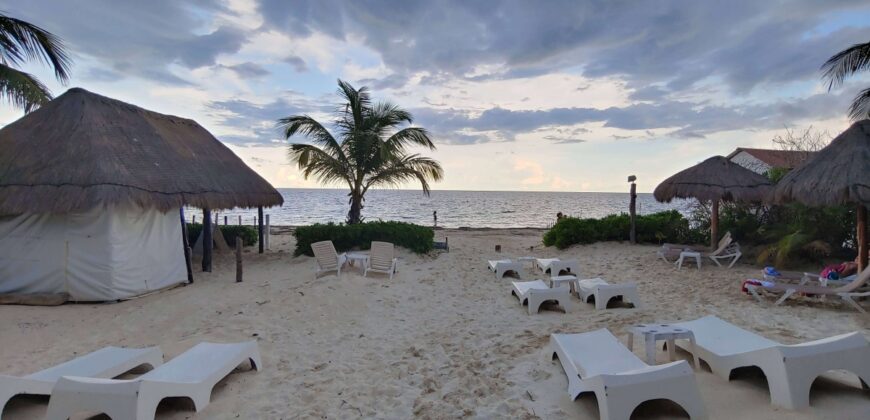 Terreno hotelero frente al mar en venta en Puerto Morelos, 1,600 m²