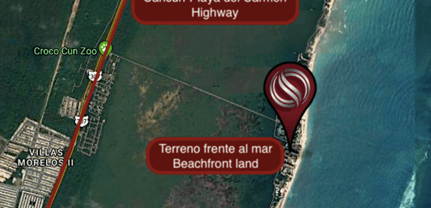 Terreno hotelero frente al mar en venta en Puerto Morelos, 1,600 m²